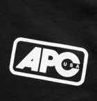 A.P.C. - Logo-Print Loopback Cotton-Jersey Hoodie - Black