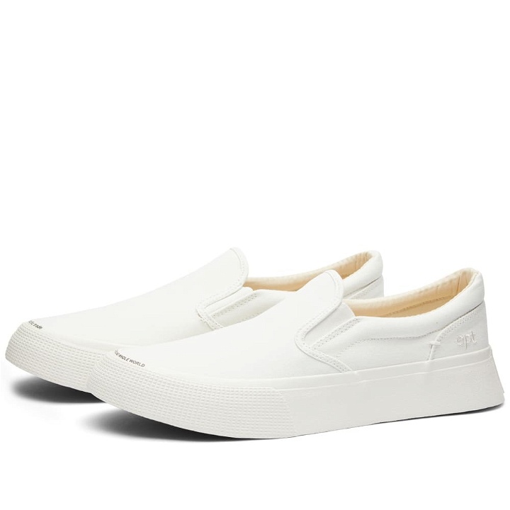 Photo: East Pacific Trade Men's Slip On Canvas Sneakers in White