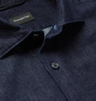 Ermenegildo Zegna - Slim-Fit Cutaway-Collar Linen and Cotton-Blend Chambray Shirt - Blue