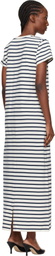 ANINE BING Off-White & Navy Wynne Stripe Midi Dress