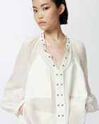 Pinko Silk Blend Blouse With Small Metal Studs Snow White