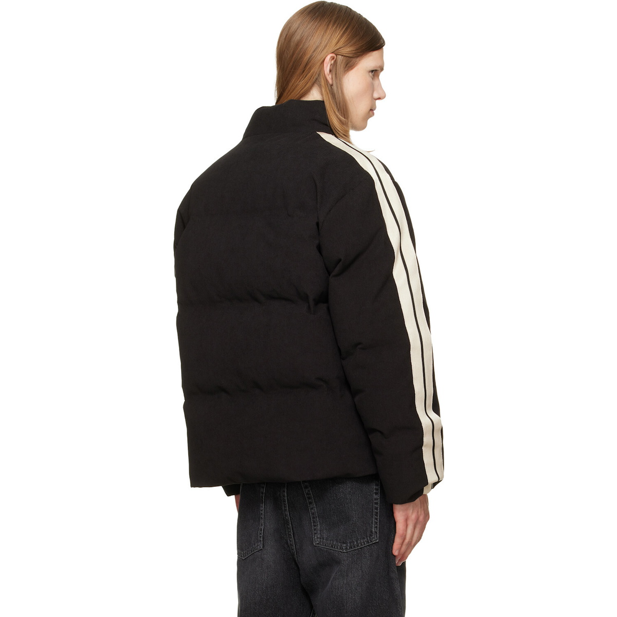 Palm Angels Black Tree Logo Cord Track Down Jacket
