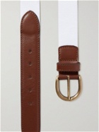 ANDERSON & SHEPPARD - Leather-Trimmed Canvas Belt - White