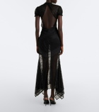 The Attico Semi-sheer asymmetric lace midi dress