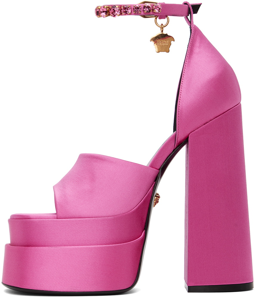 Versace Pink Medusa Aevitas Platform Heeled Sandals Versace