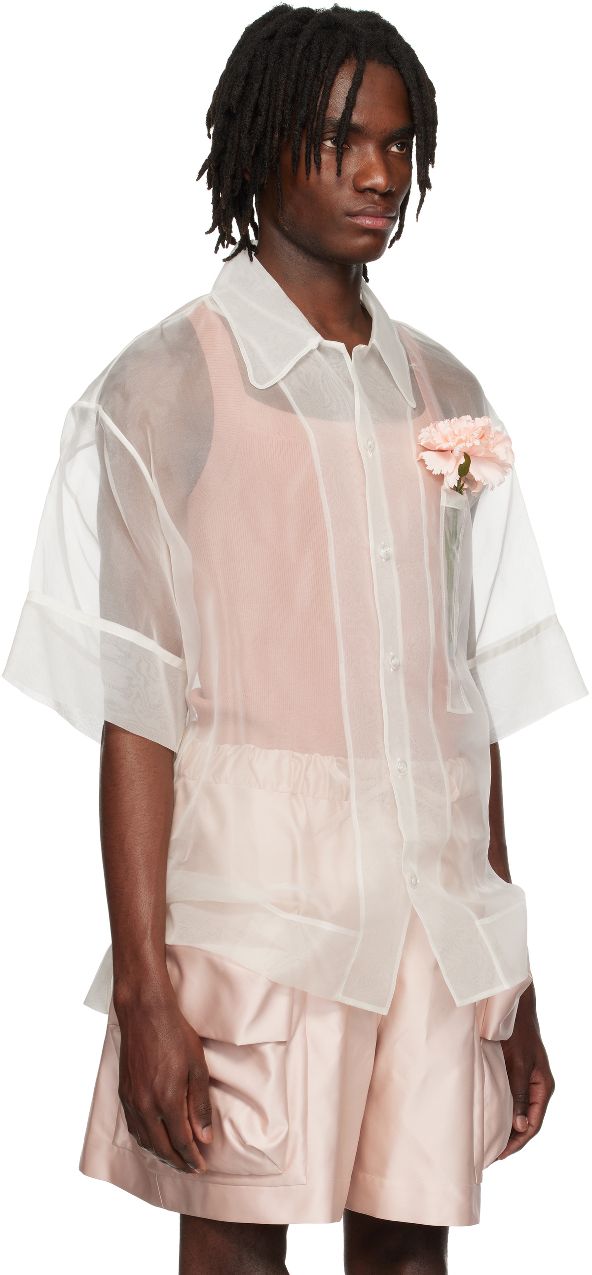 Simone Rocha Off-White Carnation Pocket Boxy Shirt Simone Rocha