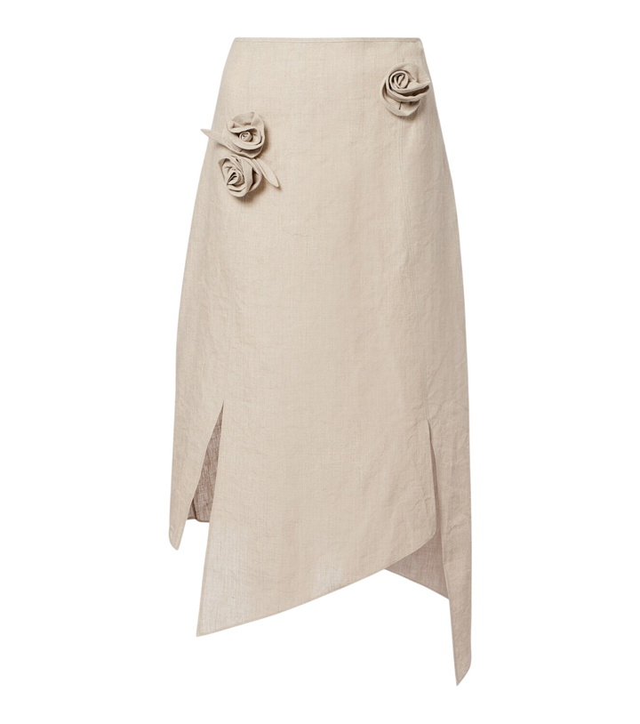 Photo: Coperni Floral-appliqué asymmetric linen midi skirt