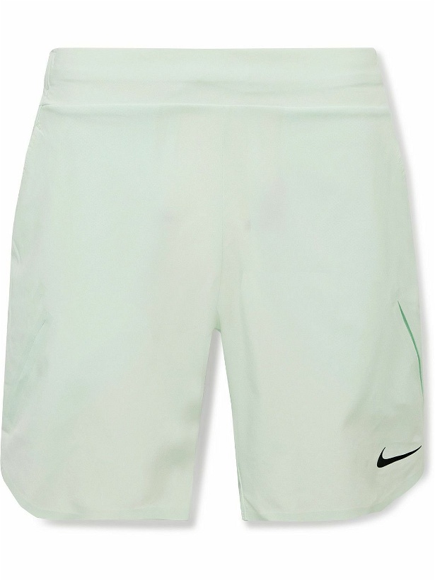 Photo: Nike Tennis - NikeCourt Slam Straight-Leg Layered Striped Dri-FIT Shorts - Green