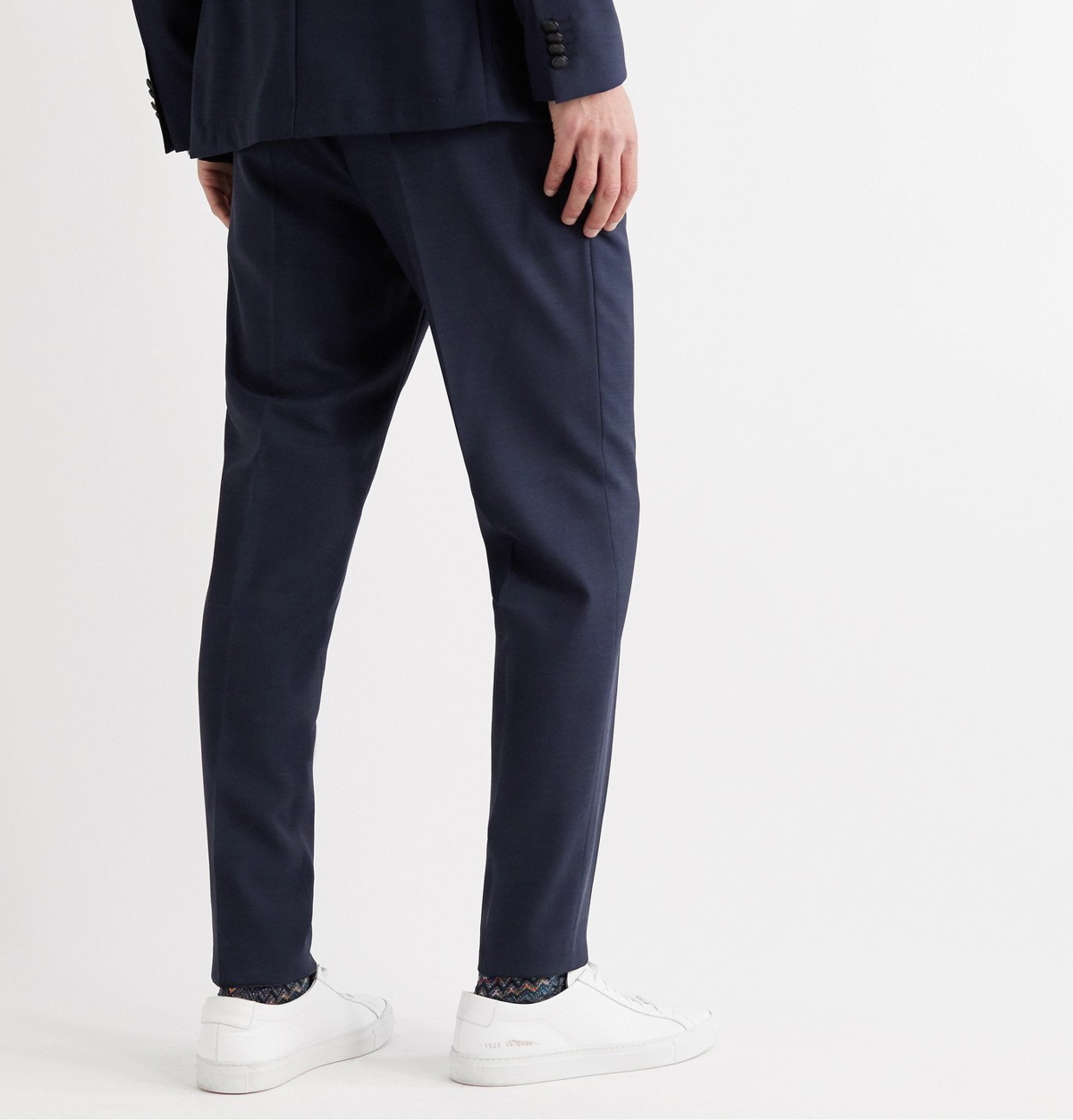 Tapered Pleated Drawstring Wool Trousers