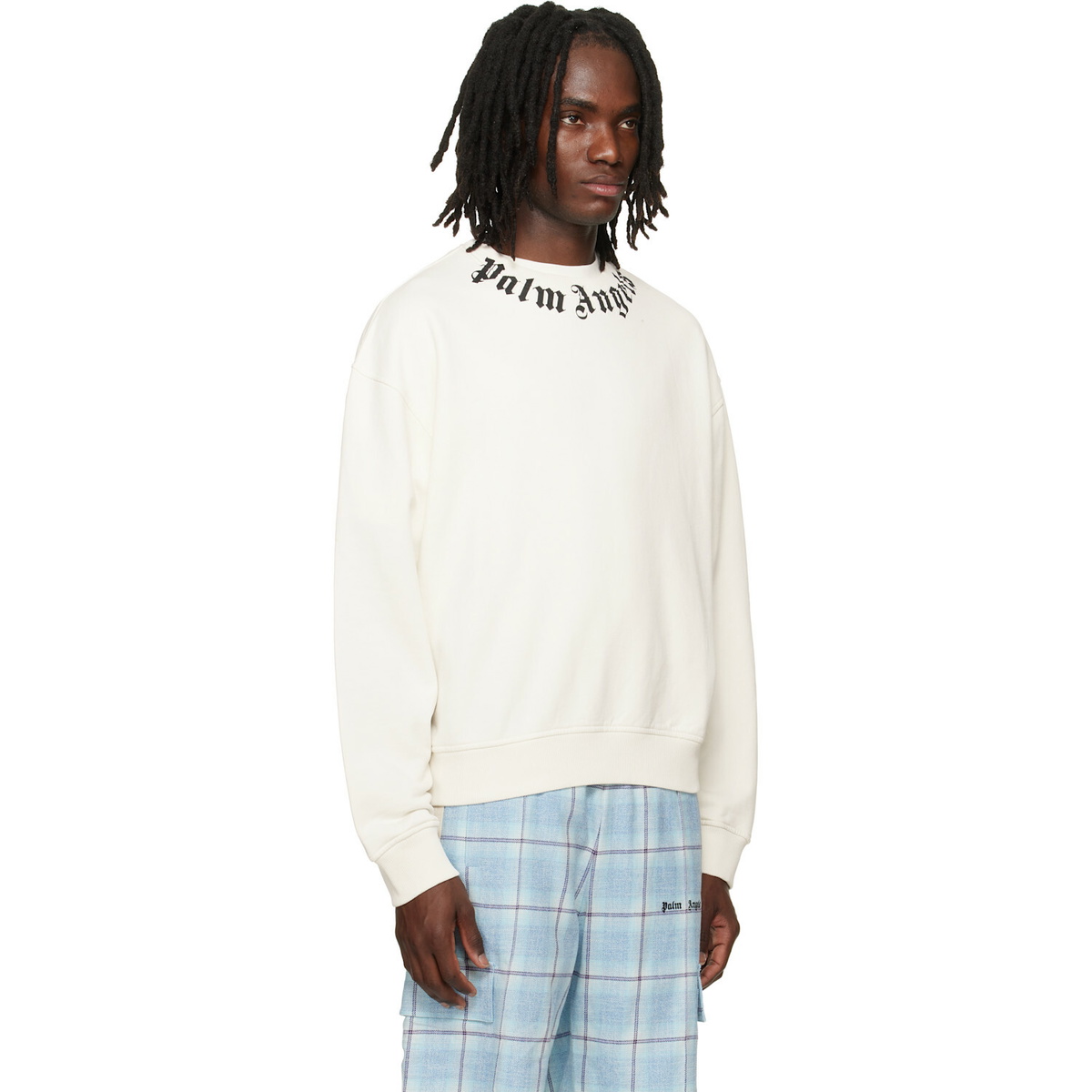 Palm Angels Off-White Neck Logo Sweatshirt