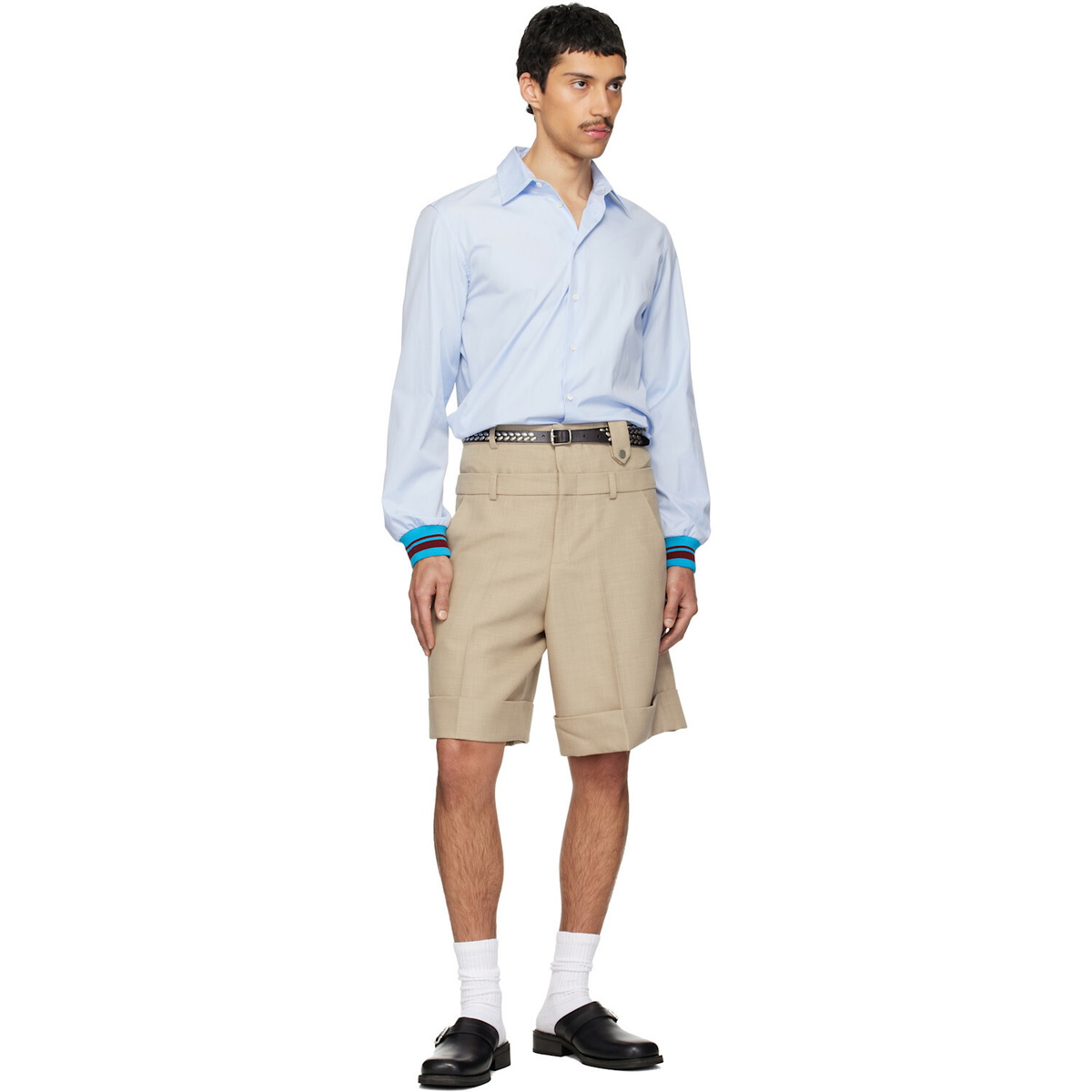 EGONlab Beige Double Waist Wool Shorts