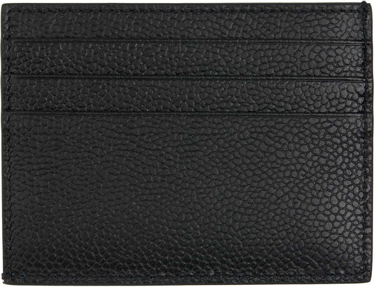 Thom Browne Black Pebble Grain Note Compartment Card Holder