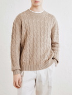 Zegna - Cable-Knit Linen, Cashmere and Silk-Blend Sweater - Neutrals