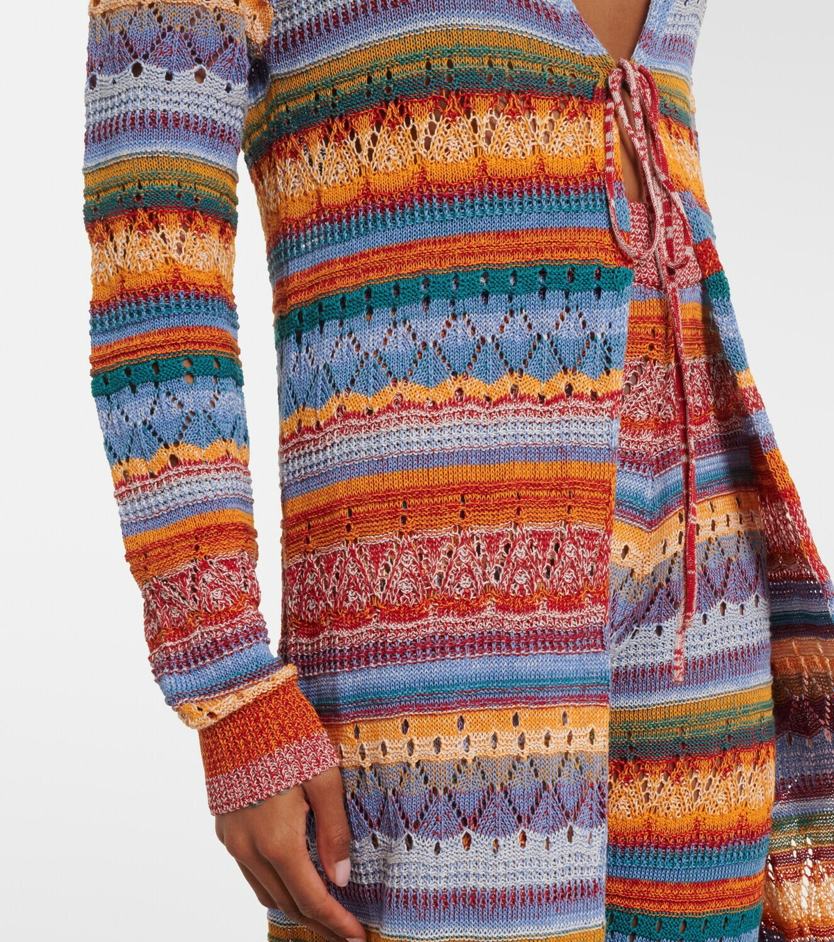 Etro Crochet striped cotton cardigan