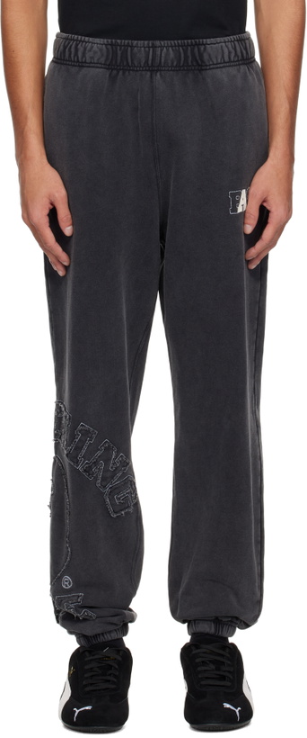 Photo: BAPE Black Washed Effect College Patch Sweatpants