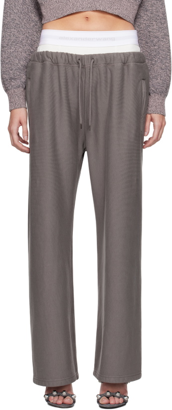 Photo: alexanderwang.t Gray Wide Leg Pre-Styled Logo Brief Sweatpants