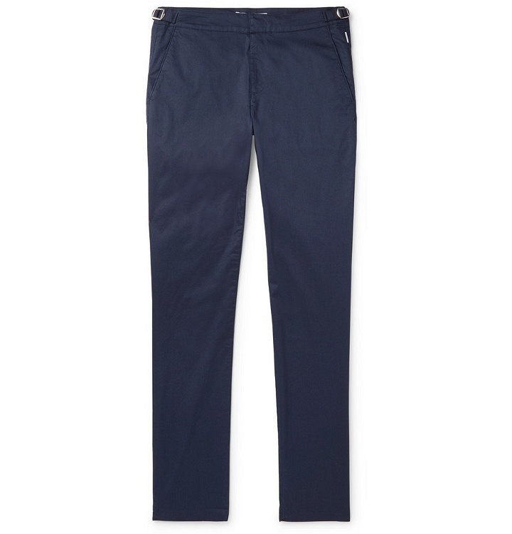 Photo: Orlebar Brown - Campbell Slim-Fit Tapered Stretch-Cotton Poplin Trousers - Men - Navy