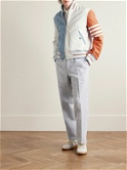 Thom Browne - Colour-Block Striped Full-Grain Leather Blouson Jacket - White