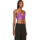 T by Alexander Wang Purple Lether Raw-Edged Triangle Bralette