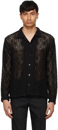 Sasquatchfabrix. Black Cotton Lace Open Shirt