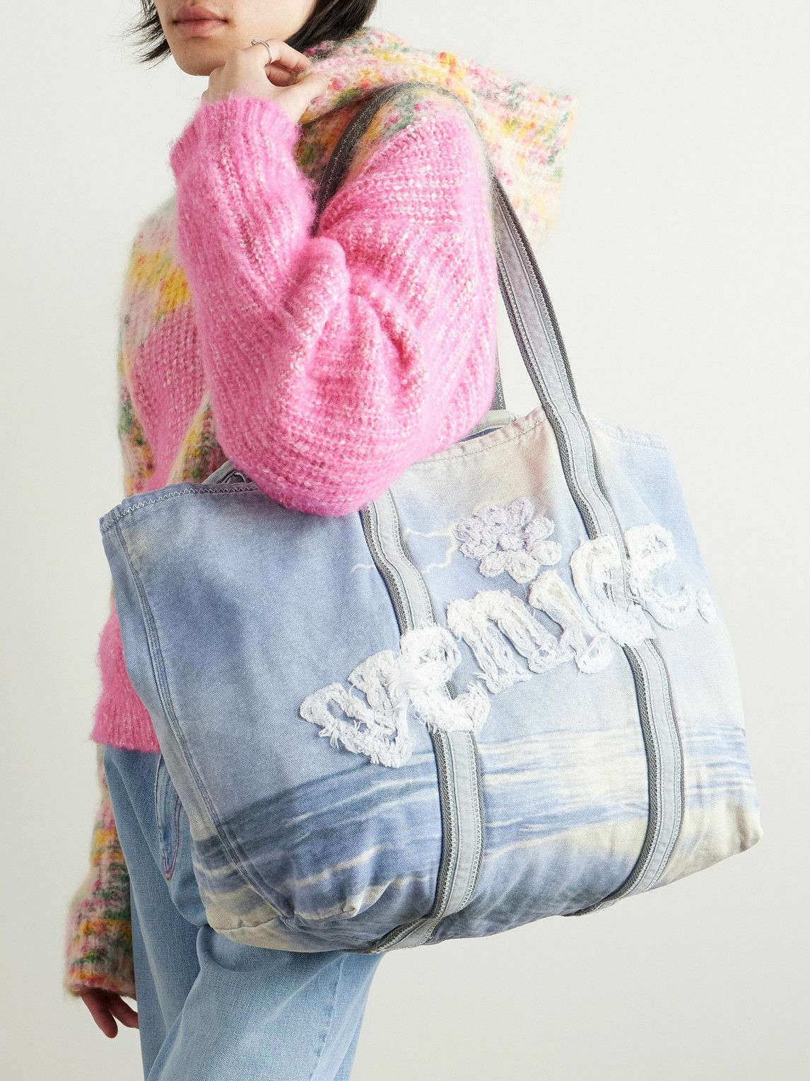 ERL - Venice Logo-Appliquéd Denim Tote Bag