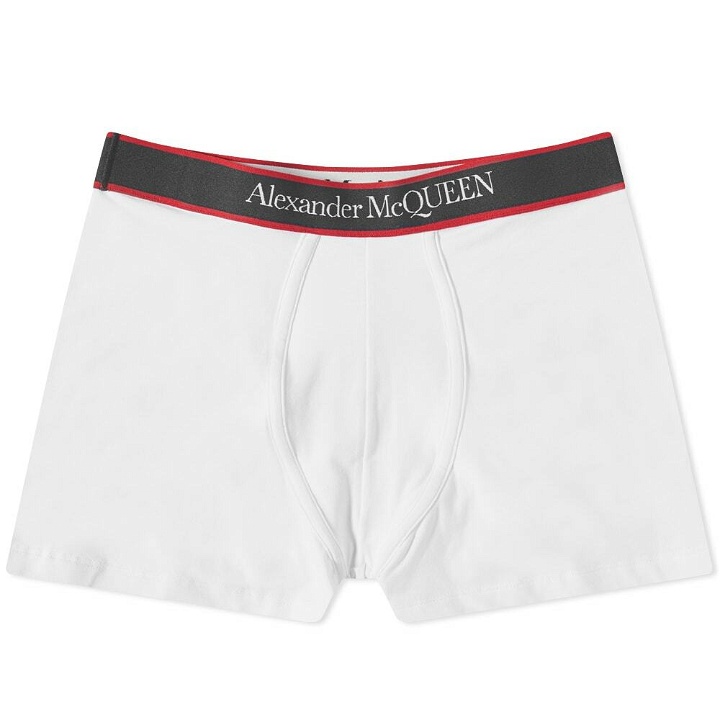 Photo: Alexander McQueen Men's Logo Taped Boxer Brief in White/Red