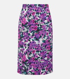 Dries Van Noten - Floral croc-effect midi skirt