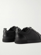 Christian Louboutin - Louis Junior Orlato Leather-Trimmed Perforated Rombo Max Rubber Sneakers - Black