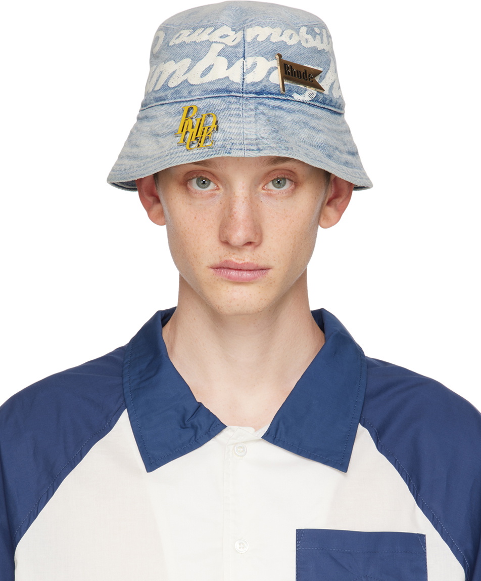 Rhude Blue Denim Bucket Hat RHUDE RHUDE LAMBORGHINI DENIM BUCKET HAT (23F) INDIGO U  main image 2