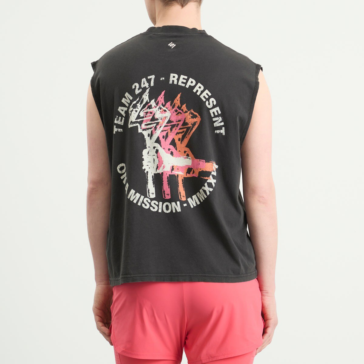 Represent 247 Men's Torch Crop Tank in Washed Black