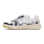 Acne Studios White and Blue Map Perey Strap Sneakers