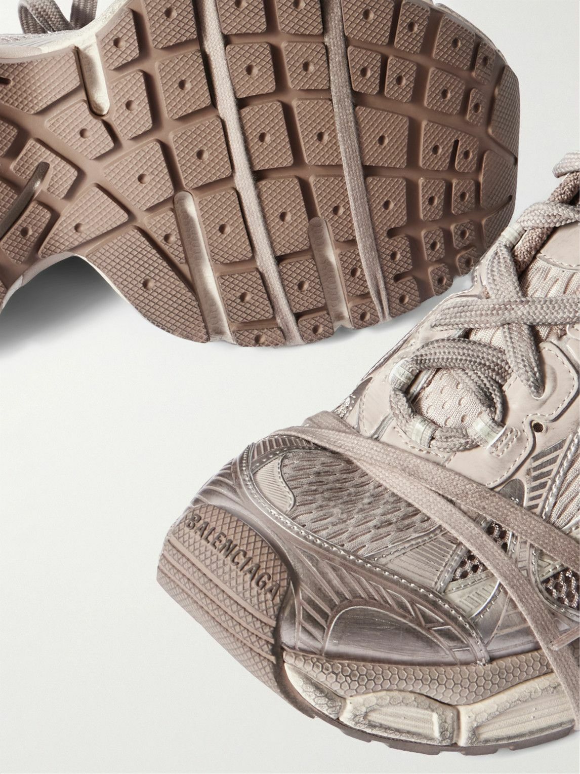 Balenciaga - 3XL Distressed Mesh and Rubber Sneakers - Neutrals