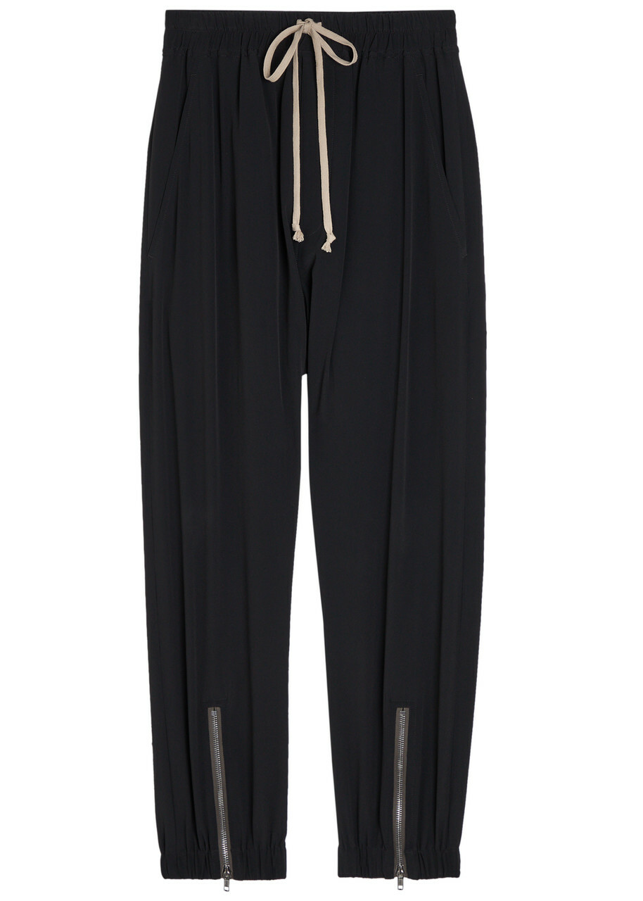Rick Owens Tectual Tapered-leg Crepe Trousers Black