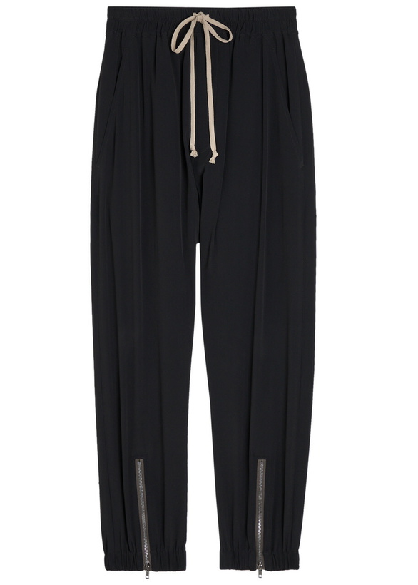 Photo: Rick Owens Tectual Tapered-leg Crepe Trousers Black