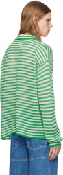 SUNNEI Off-White & Green Striped Mohair Cardigan