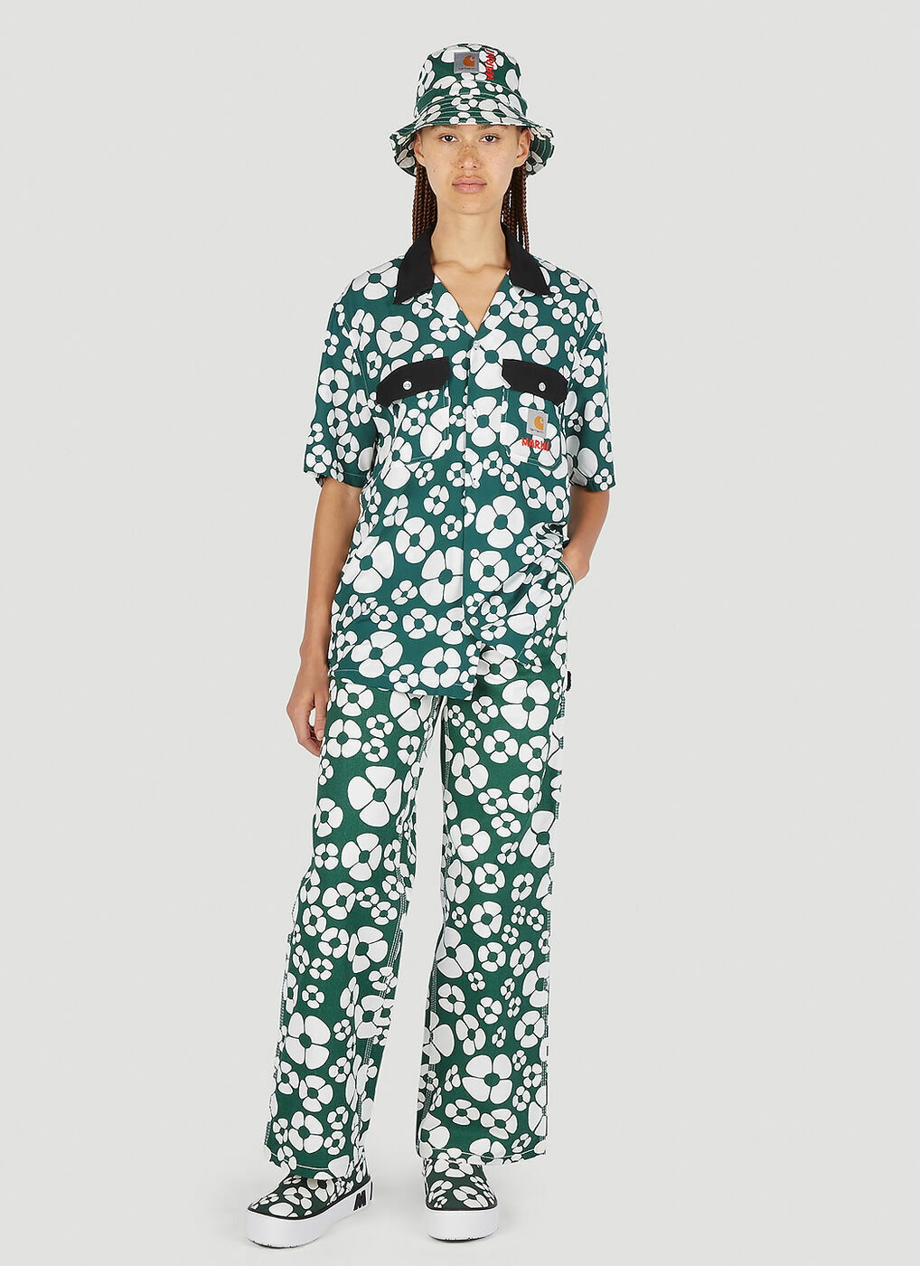 Marni x Carhartt - Floral Print Pants in Green