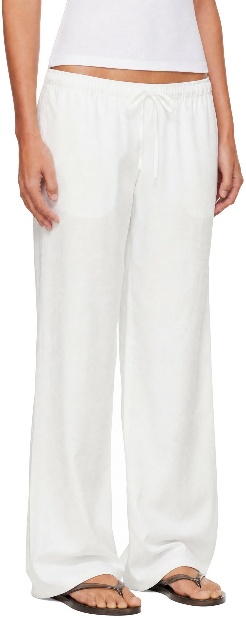 LESET White Daniel Drawstring Pocket Trousers
