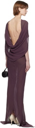 AARON ESH Purple Drape Back Open Arm Maxi Dress