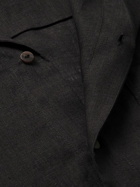 Loewe - Paula's Ibiza Convertible-Collar Logo-Appliquéd Linen Shirt - Black