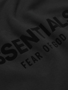 FEAR OF GOD ESSENTIALS - Oversized Logo-Flocked Cotton-Blend Jersey Sweatshirt - Black