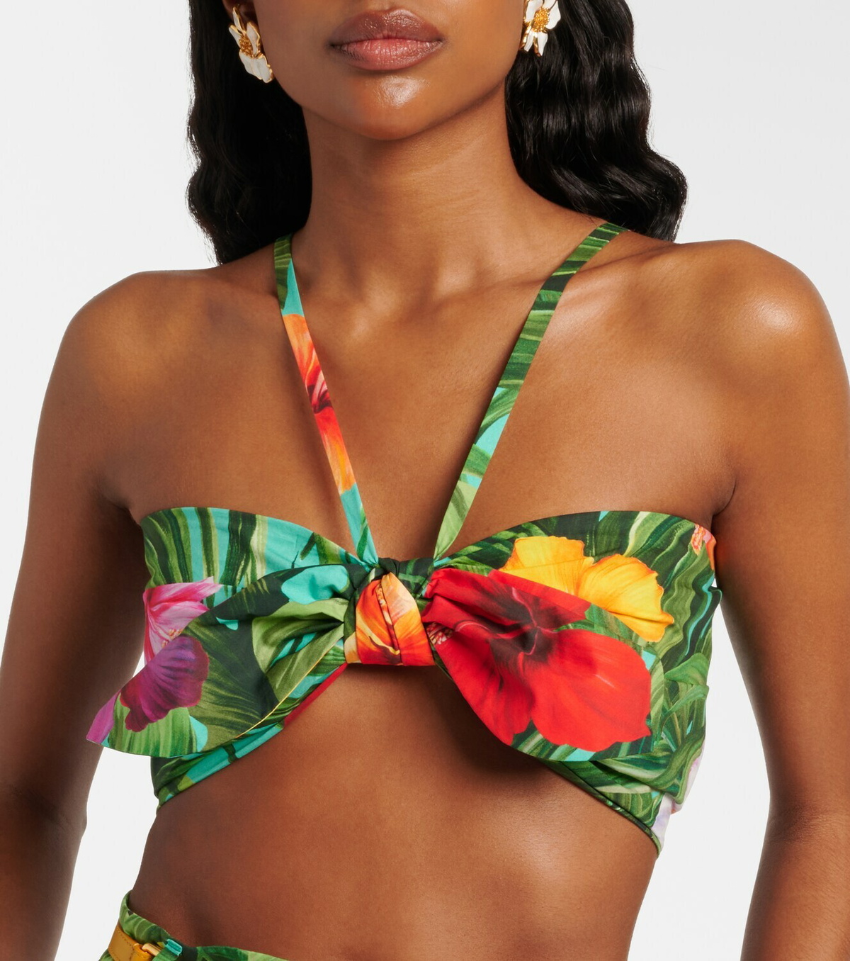 Dolce&Gabbana Bow-detail floral cotton bra top