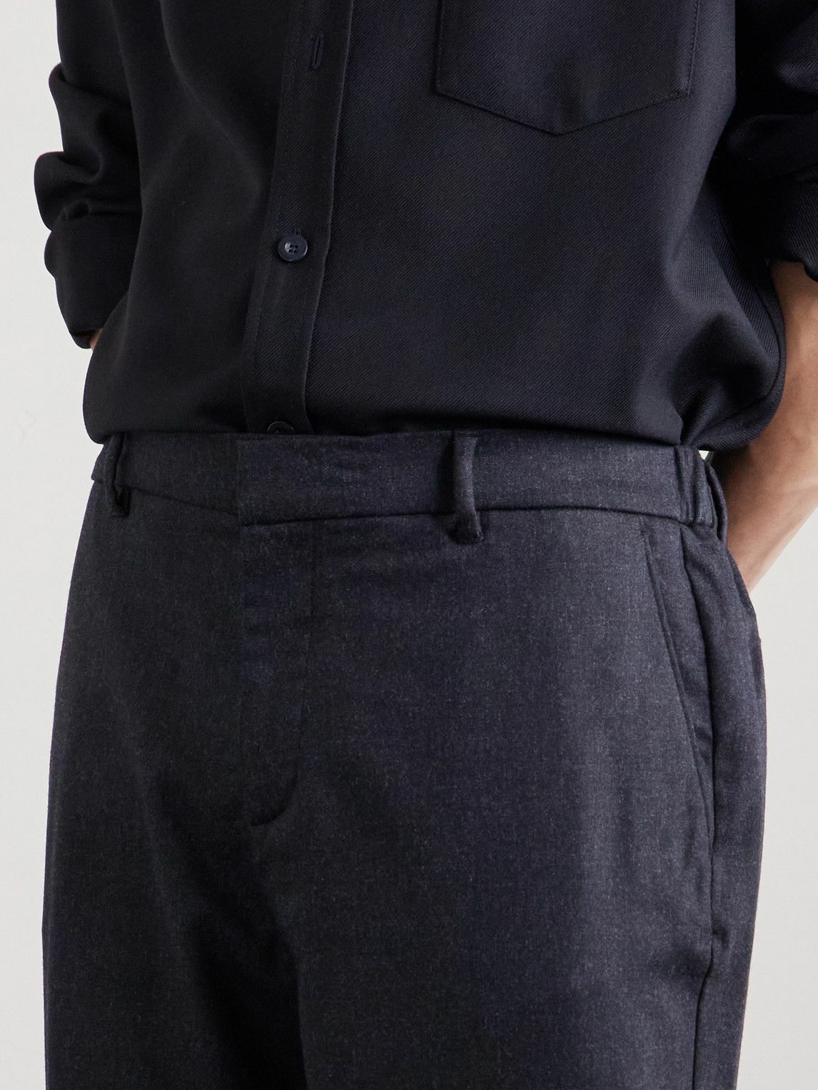 Sunspel - Tapered Stretch Wool and Cashmere-Blend Flannel Trousers - Gray