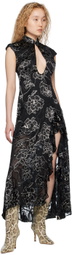 KIM SHUI Black Qi Pao Maxi Dress