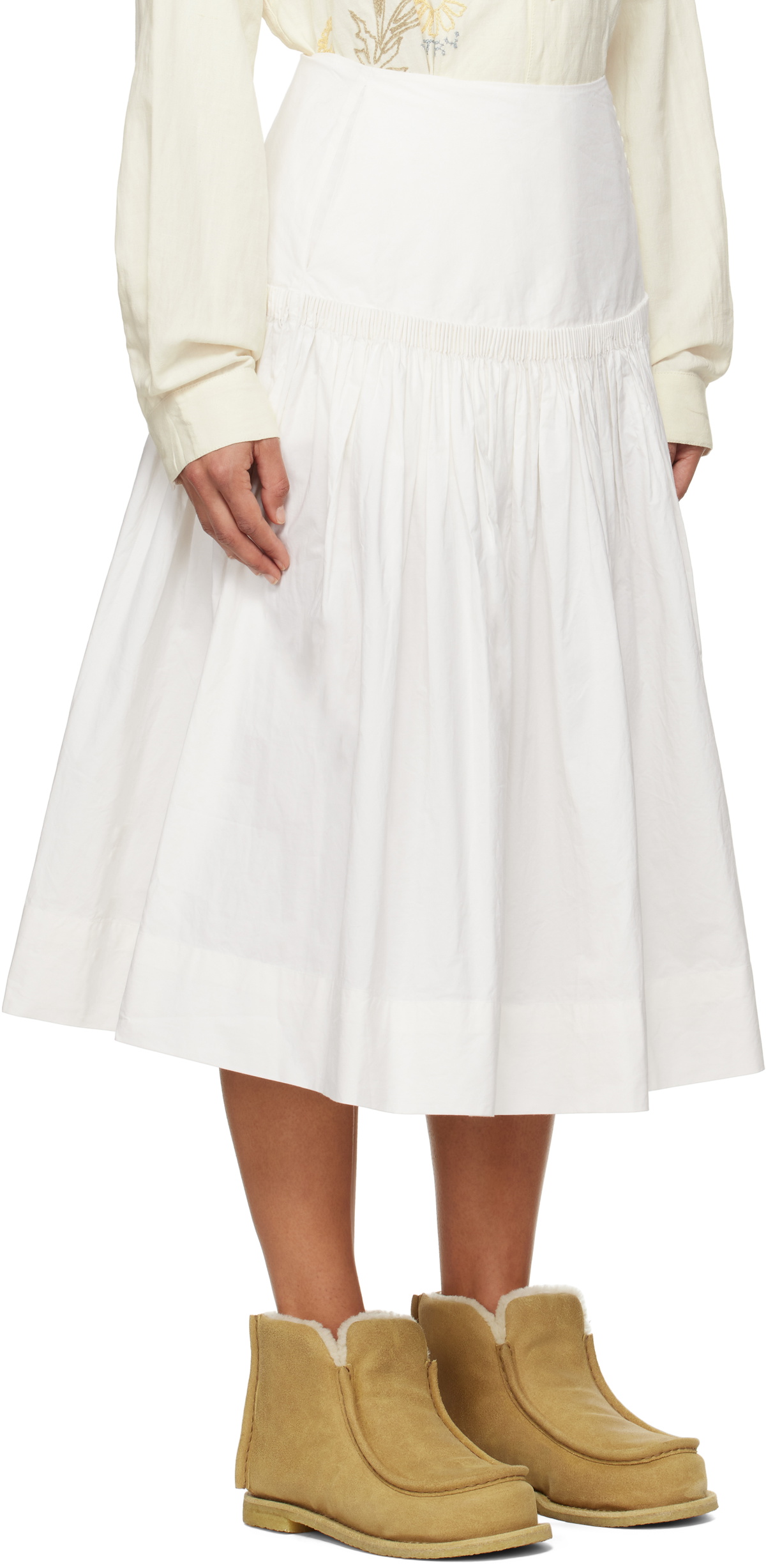 Story mfg. White Cardamine Midi Skirt
