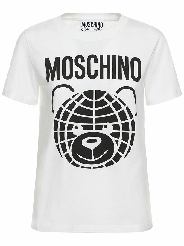 Photo: MOSCHINO Teddy Logo Print Cotton Jersey T-shirt