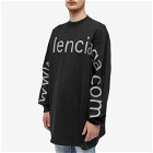 Balenciaga Men's Long Sleeve Dot Com T-Shirt in Washed Black/Grey