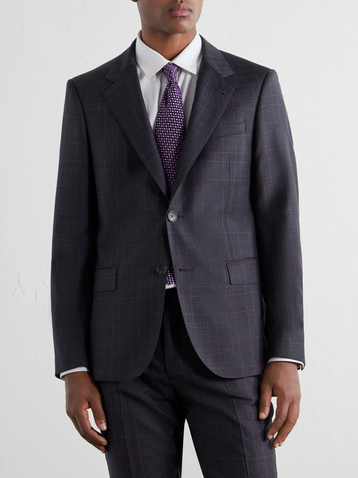 Mr P. - Checked Wool Suit Jacket - Gray