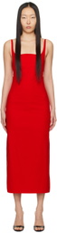 lesugiatelier Red Shirring Maxi Dress
