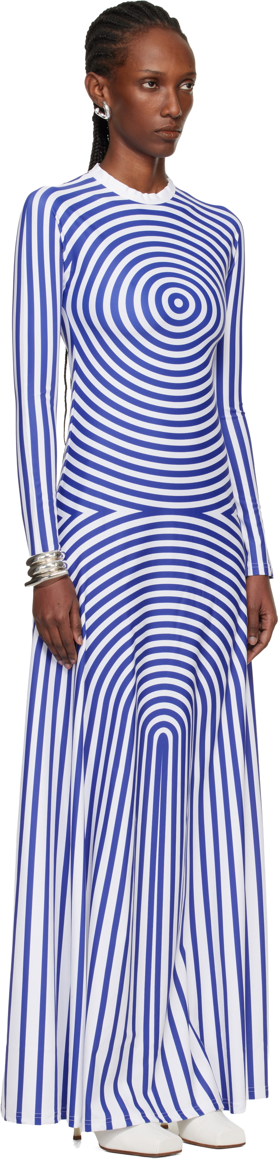 Jean Paul Gaultier White & Blue 'The Long Target' Maxi Dress
