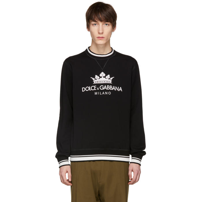 Dolce & Gabbana Black White Stripe Hooded Sweatshirt Sweater main image 0
